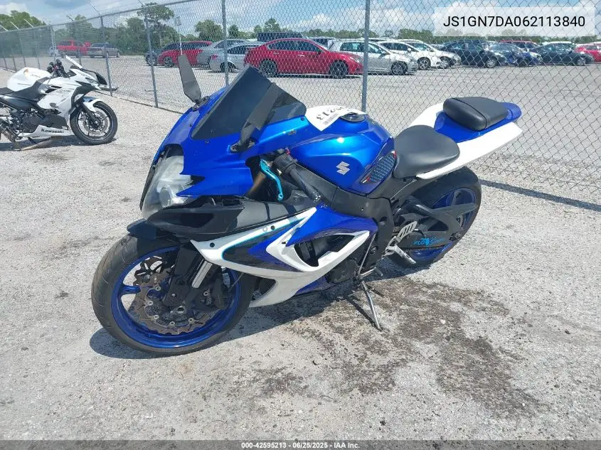 2006 Suzuki Gsx-R600 K6 VIN: JS1GN7DA062113840 Lot: 42595213