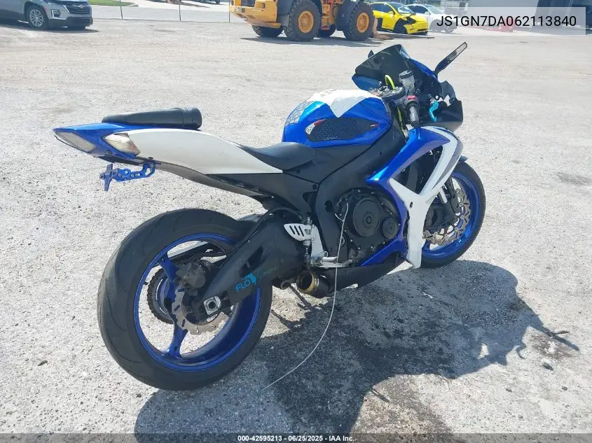 2006 Suzuki Gsx-R600 K6 VIN: JS1GN7DA062113840 Lot: 42595213