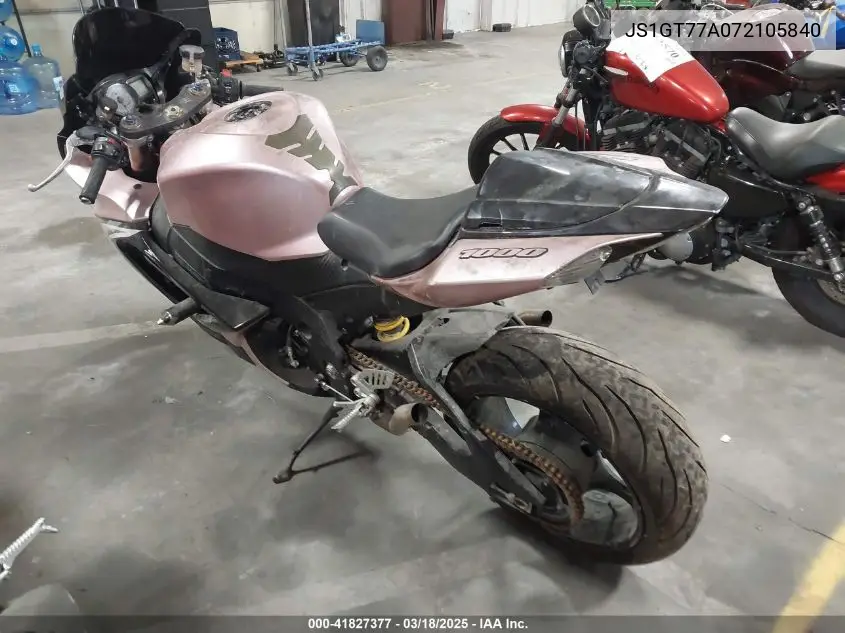 2007 Suzuki Gsx-R1000 VIN: JS1GT77A072105840 Lot: 41827377