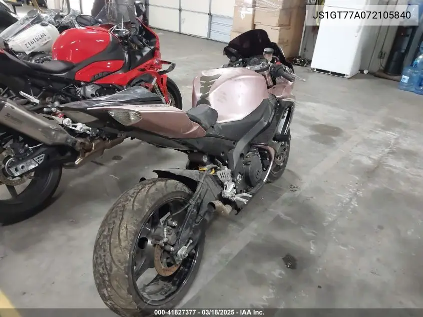 2007 Suzuki Gsx-R1000 VIN: JS1GT77A072105840 Lot: 41827377