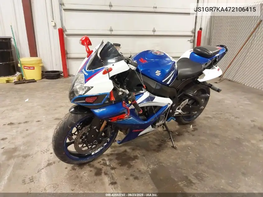 2007 Suzuki Gsx-R750 VIN: JS1GR7KA472106415 Lot: 42553743