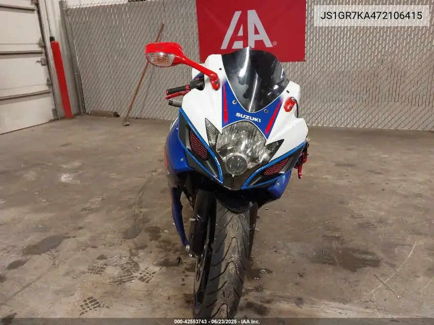 2007 Suzuki Gsx-R750 VIN: JS1GR7KA472106415 Lot: 42553743