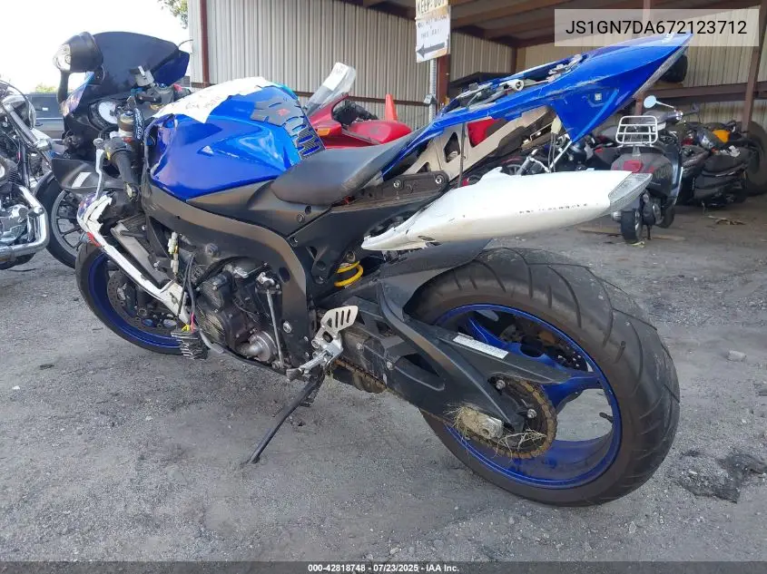 2007 Suzuki Gsx-R600 VIN: JS1GN7DA672123712 Lot: 42818748