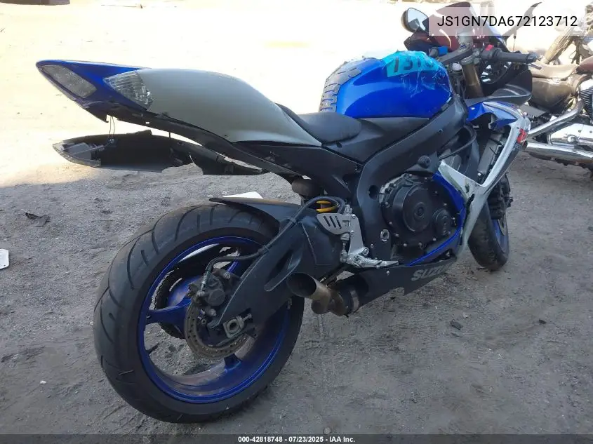 2007 Suzuki Gsx-R600 VIN: JS1GN7DA672123712 Lot: 42818748