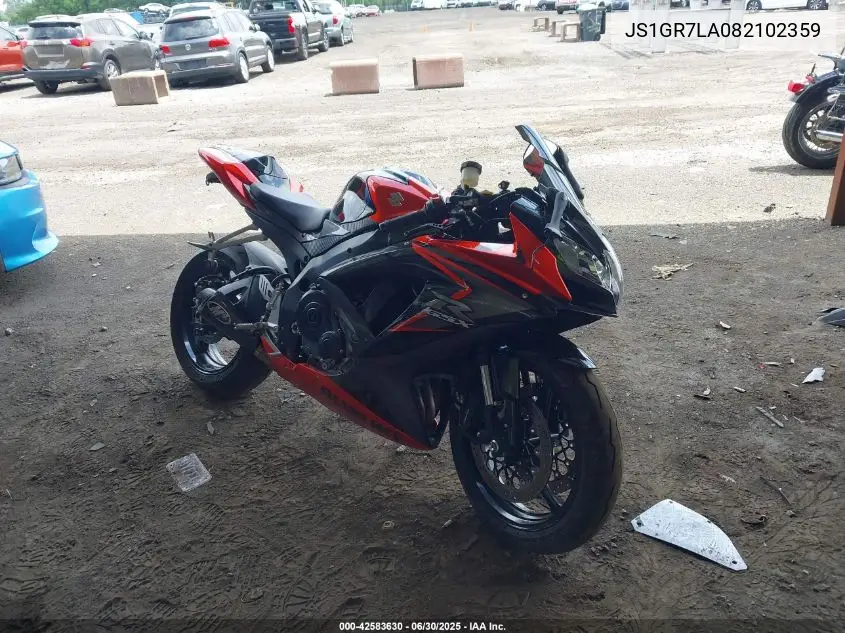 2008 Suzuki Gsx-R750 VIN: JS1GR7LA082102359 Lot: 42583630