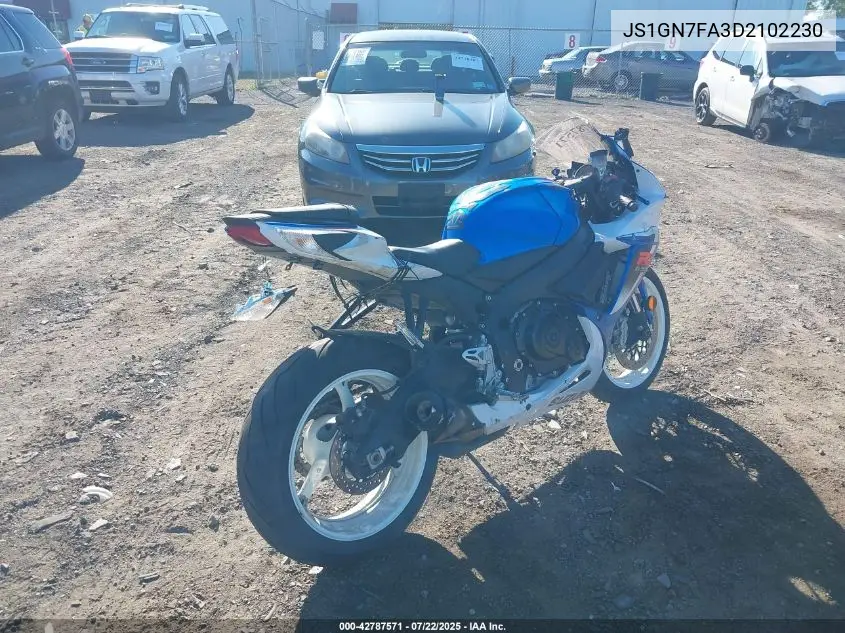 2013 Suzuki Gsx-R600 VIN: JS1GN7FA3D2102230 Lot: 42787571
