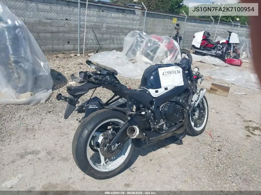 2019 Suzuki Gsx-R600 VIN: JS1GN7FA2K7100954 Lot: 42593136
