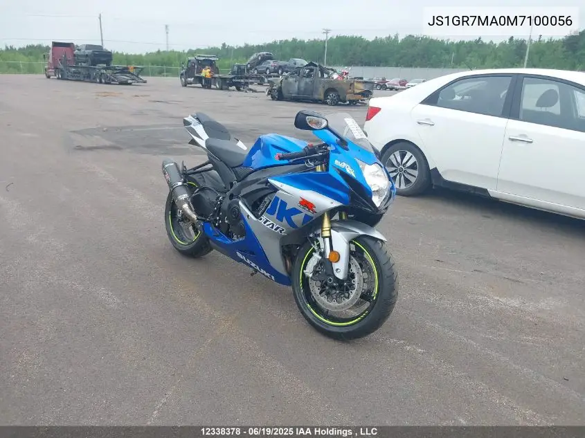2021 Suzuki Gsx-R750 VIN: JS1GR7MA0M7100056 Lot: 12338378