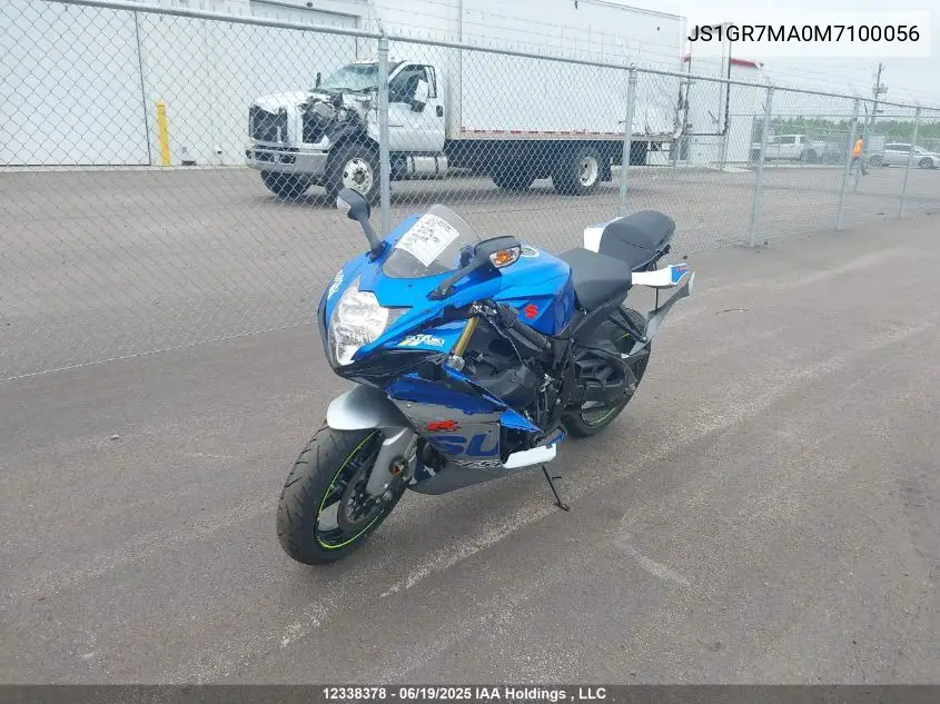 2021 Suzuki Gsx-R750 VIN: JS1GR7MA0M7100056 Lot: 12338378