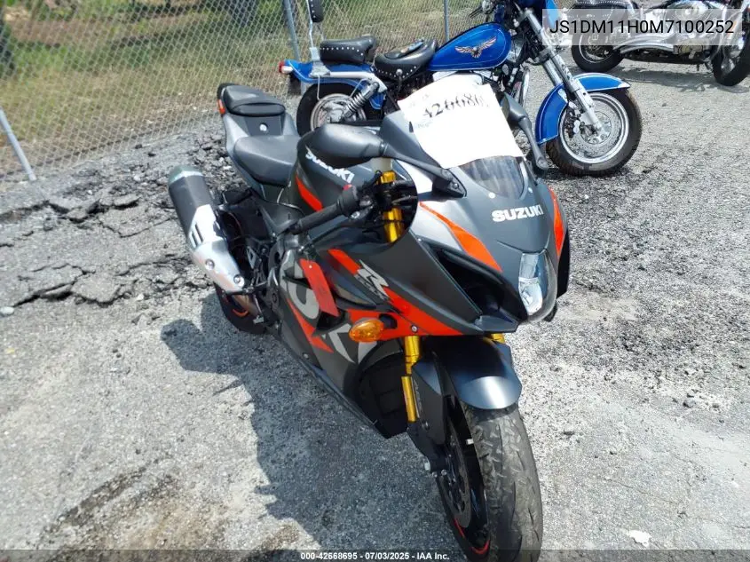2021 Suzuki Gsx-R1000 R/100Th Anniversary VIN: JS1DM11H0M7100252 Lot: 42668695