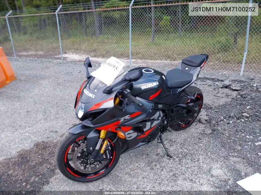 2021 Suzuki Gsx-R1000 R/100Th Anniversary VIN: JS1DM11H0M7100252 Lot: 42668695