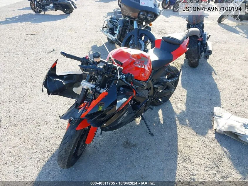 2022 Suzuki Gsx-R600 VIN: JS1GN7FA9N7100194 Lot: 40511735