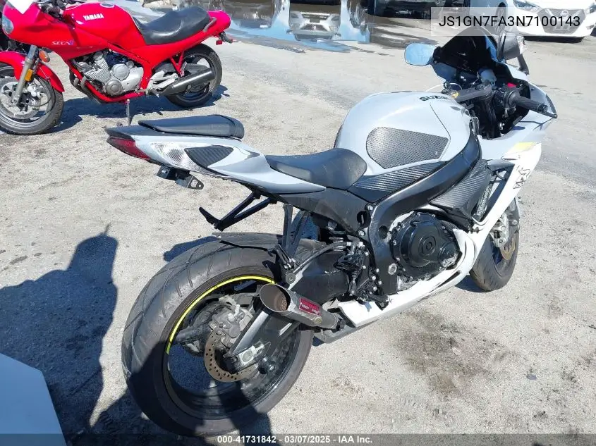 2022 Suzuki Gsx-R600 VIN: JS1GN7FA3N7100143 Lot: 41731842