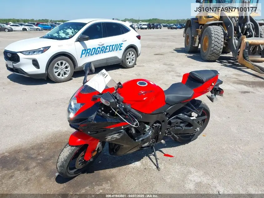 2022 Suzuki Gsx-R600 VIN: JS1GN7FA9N7100177 Lot: 41943581