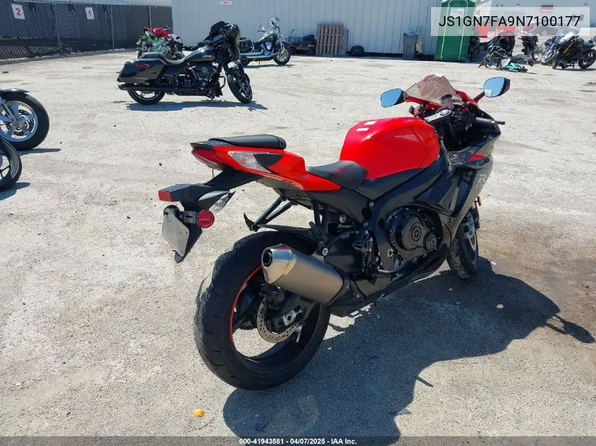 2022 Suzuki Gsx-R600 VIN: JS1GN7FA9N7100177 Lot: 41943581