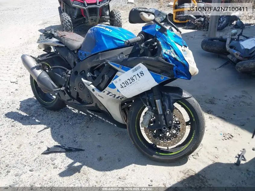 2022 Suzuki Gsx-R600 VIN: JS1GN7FA2N7100411 Lot: 42028718
