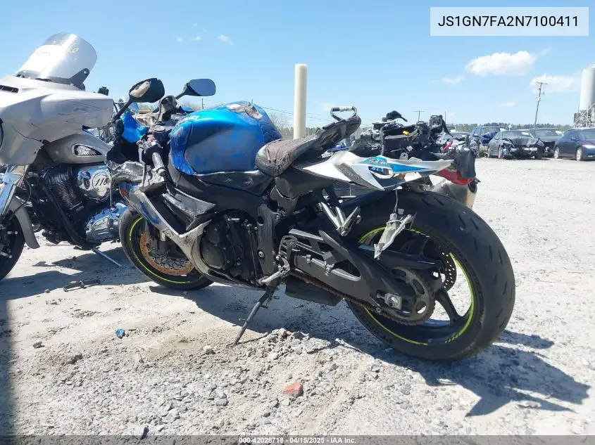 2022 Suzuki Gsx-R600 VIN: JS1GN7FA2N7100411 Lot: 42028718