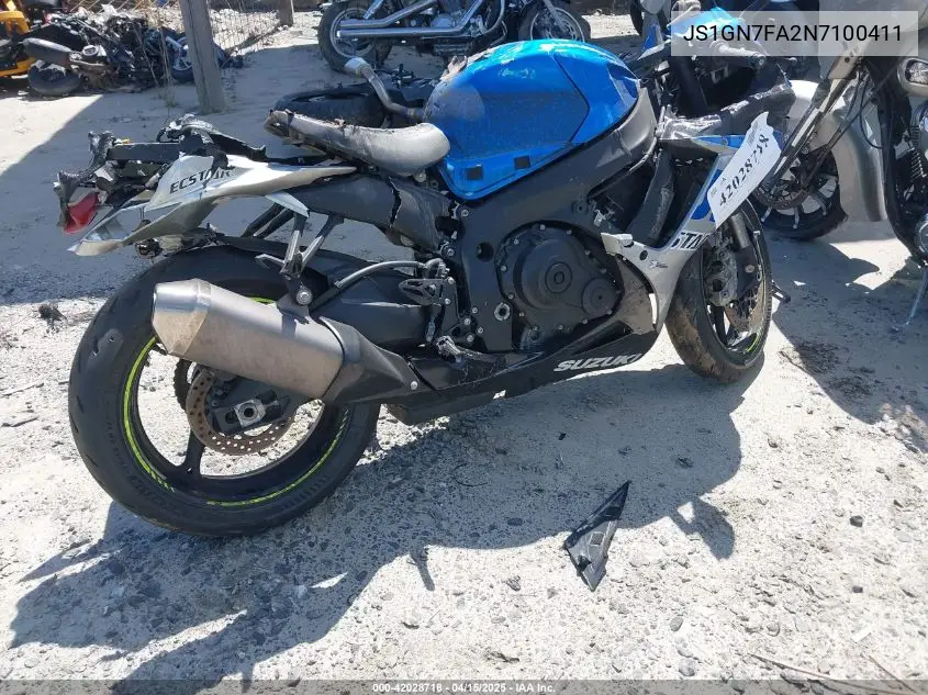 2022 Suzuki Gsx-R600 VIN: JS1GN7FA2N7100411 Lot: 42028718
