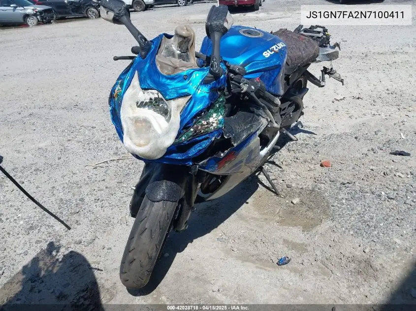 2022 Suzuki Gsx-R600 VIN: JS1GN7FA2N7100411 Lot: 42028718