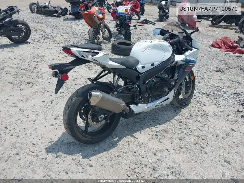 2023 Suzuki Gsx-R600 VIN: JS1GN7FA7P7100570 Lot: 42594278