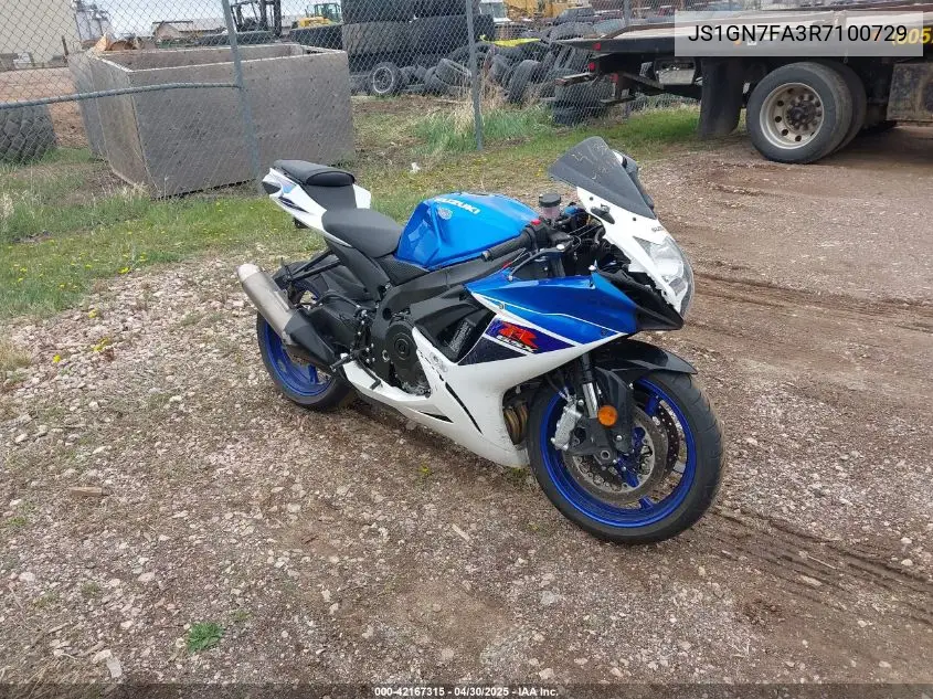 2024 Suzuki Gsx-R600 VIN: JS1GN7FA3R7100729 Lot: 42167315