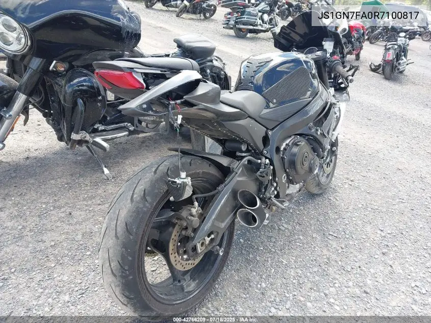 2024 Suzuki Gsx-R600 VIN: JS1GN7FA0R7100817 Lot: 42766209