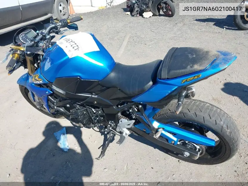 2016 Suzuki Gsx-S750 VIN: JS1GR7NA6G2100417 Lot: 42224309