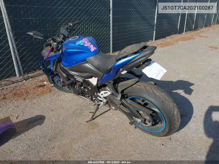 2016 Suzuki Gsx-S1000F VIN: JS1GT7CA2G2100287 Lot: 42227898