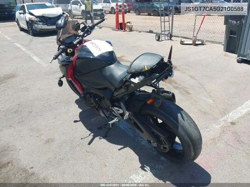 2016 Suzuki Gsx-S1000F VIN: JS1GT7CA5G2100588 Lot: 42432001