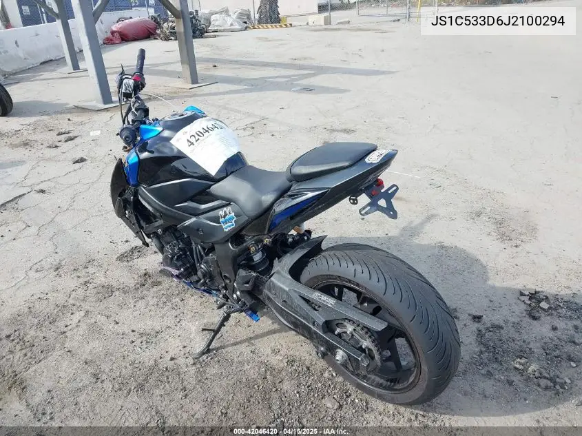 2018 Suzuki Gsx-S750 M/Z VIN: JS1C533D6J2100294 Lot: 42046420