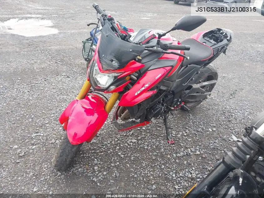 2018 Suzuki Gsx-S750 M/Z VIN: JS1C533B1J2100315 Lot: 42638822