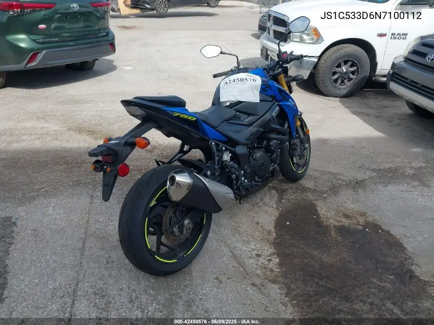 2022 Suzuki Gsx-S750 M/Z VIN: JS1C533D6N7100112 Lot: 42450576