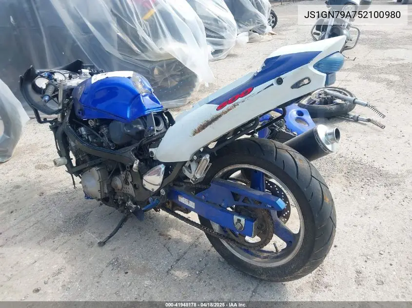 2005 Suzuki Gsx600 F VIN: JS1GN79A752100980 Lot: 41948178