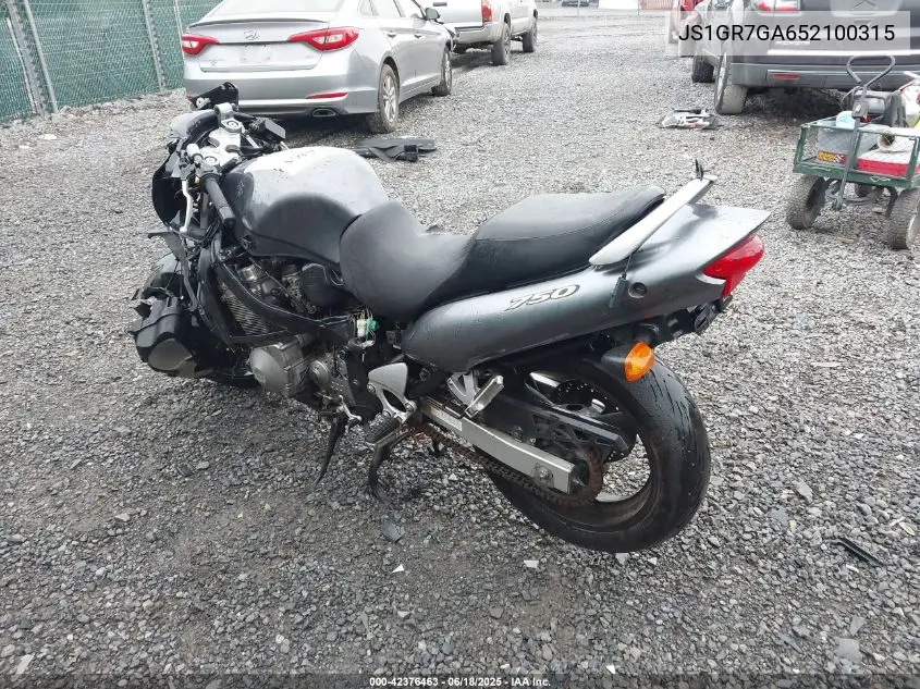 2005 Suzuki Gsx750 F VIN: JS1GR7GA652100315 Lot: 42376463
