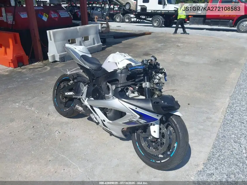 2007 Suzuki Gsx-R750 VIN: JS1GR7KA272108583 Lot: 42699029