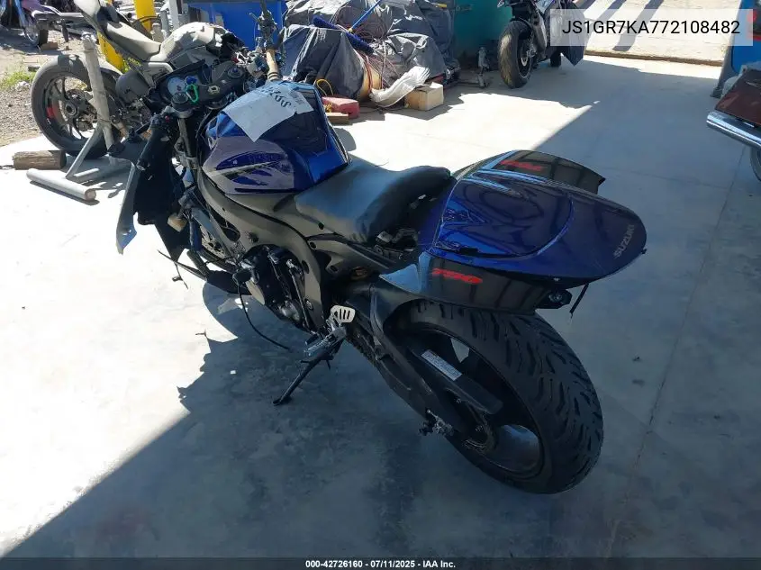 2007 Suzuki Gsx-R750 VIN: JS1GR7KA772108482 Lot: 42726160