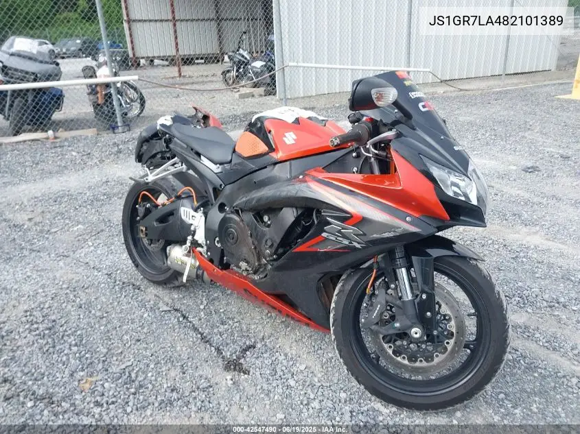 2008 Suzuki Gsx-R750 VIN: JS1GR7LA482101389 Lot: 42547490