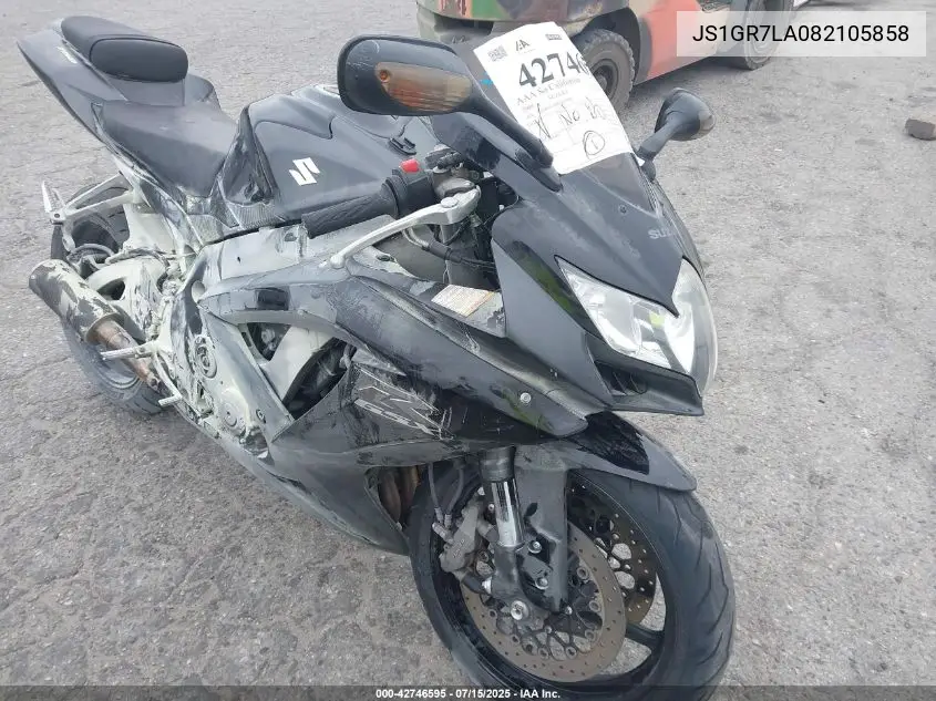 2008 Suzuki Gsx-R750 VIN: JS1GR7LA082105858 Lot: 42746595