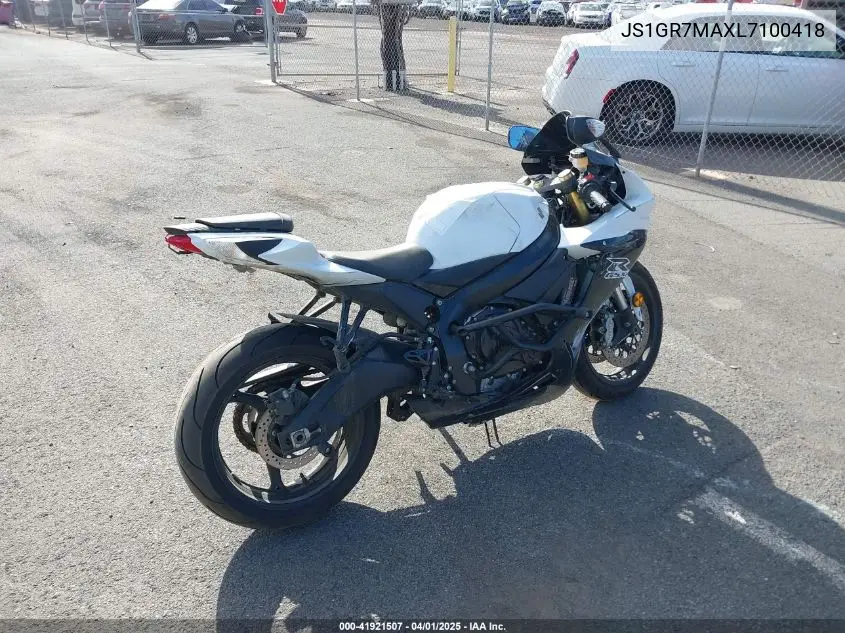 2020 Suzuki Gsx-R750 VIN: JS1GR7MAXL7100418 Lot: 41921507
