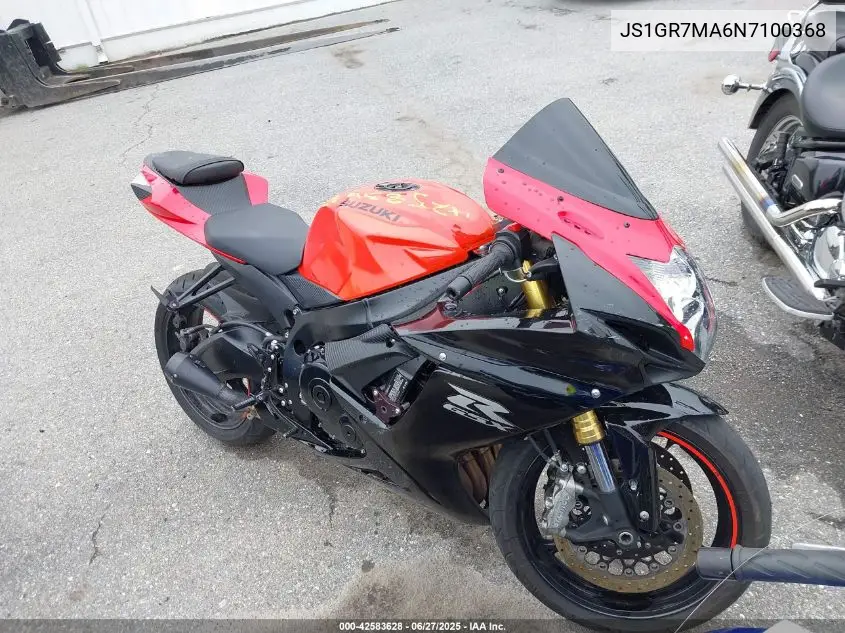 2022 Suzuki Gsx-R750 VIN: JS1GR7MA6N7100368 Lot: 42583628