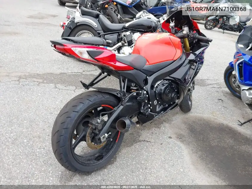 2022 Suzuki Gsx-R750 VIN: JS1GR7MA6N7100368 Lot: 42583628