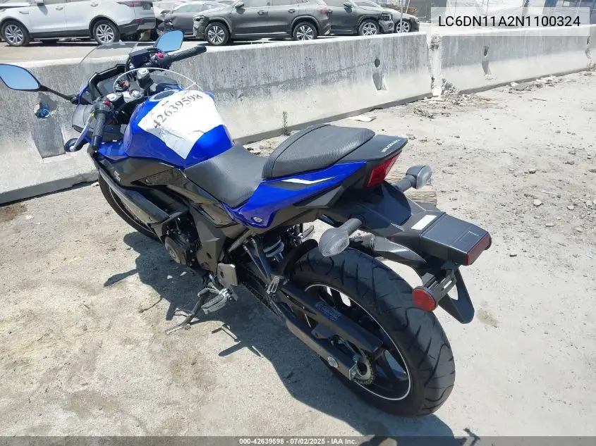 2022 Suzuki Gsx250R VIN: LC6DN11A2N1100324 Lot: 42639598