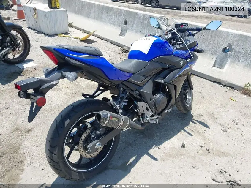 2022 Suzuki Gsx250R VIN: LC6DN11A2N1100324 Lot: 42639598