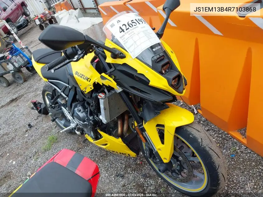 2024 Suzuki Gsx800 F VIN: JS1EM13B4R7103868 Lot: 42651930
