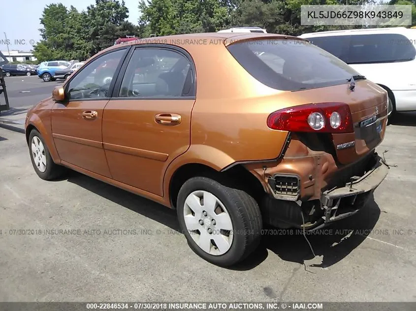 2008 Suzuki Reno Convenience VIN: KL5JD66Z98K943849 Lot: 22846534