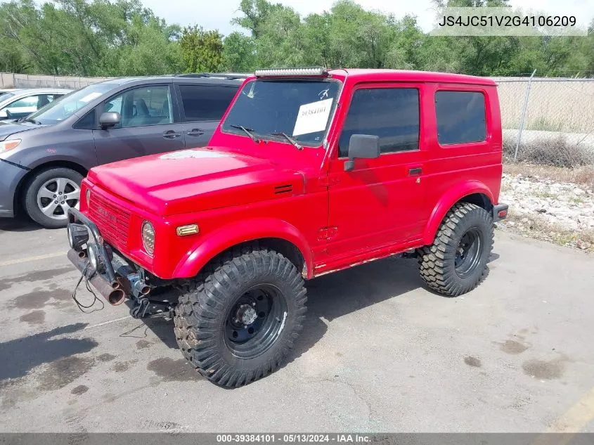 1986 Suzuki Samurai VIN: JS4JC51V2G4106209 Lot: 39384101