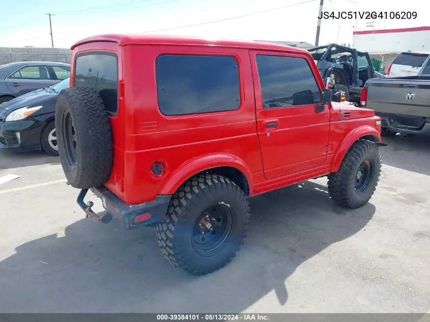 1986 Suzuki Samurai VIN: JS4JC51V2G4106209 Lot: 39384101