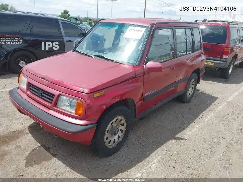 1992 Suzuki Sidekick Jx/Jlx VIN: JS3TD02V3N4104106 Lot: 42784054