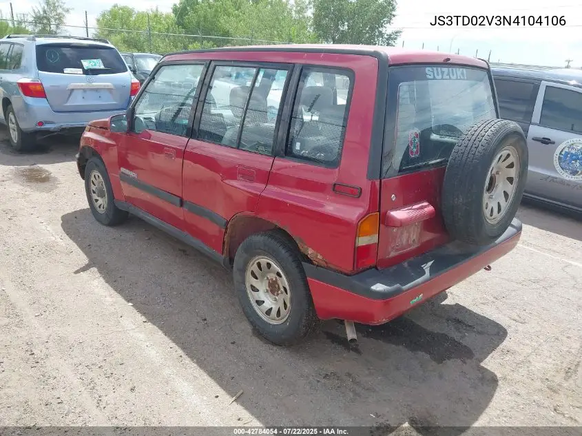 1992 Suzuki Sidekick Jx/Jlx VIN: JS3TD02V3N4104106 Lot: 42784054