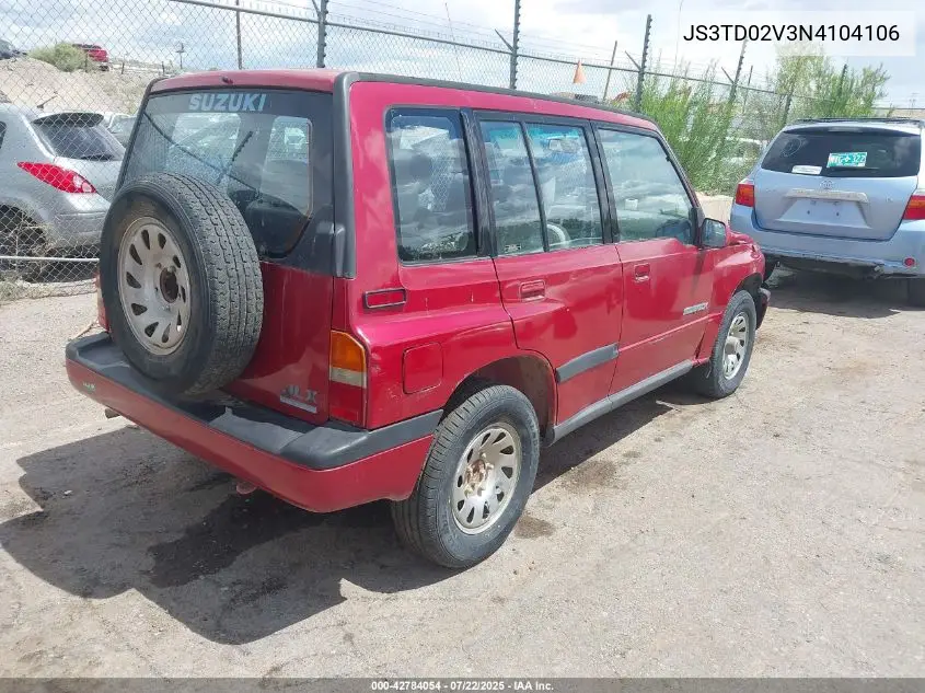 1992 Suzuki Sidekick Jx/Jlx VIN: JS3TD02V3N4104106 Lot: 42784054
